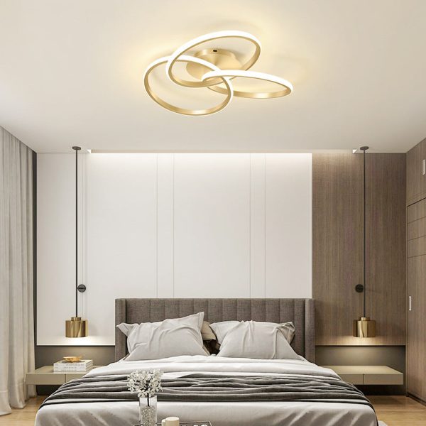 Contemporary Creative Silicone Hardware Interlocking Ring LED Semi-Flush Mount Ceiling Light For Bedroom & Living Room - Image 2