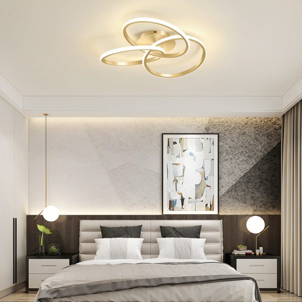 Contemporary Creative Silicone Hardware Interlocking Ring LED Semi-Flush Mount Ceiling Light For Bedroom & Living Room - Image 3