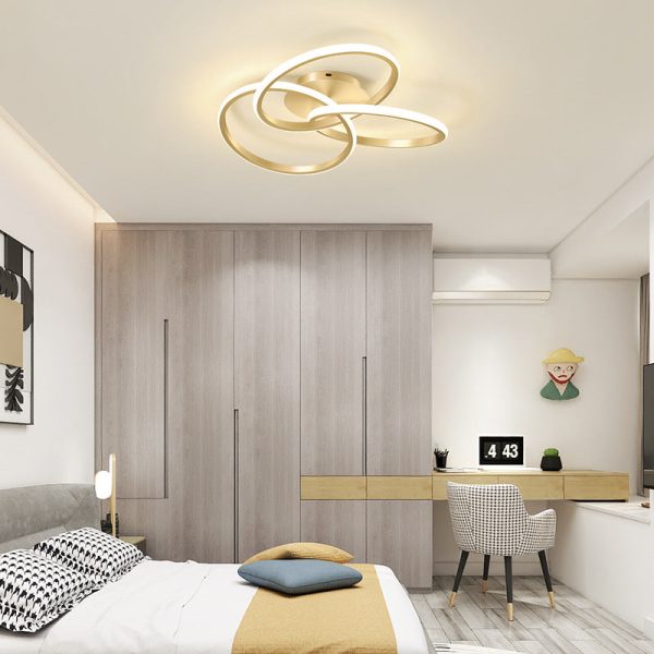 Contemporary Creative Silicone Hardware Interlocking Ring LED Semi-Flush Mount Ceiling Light For Bedroom & Living Room - Image 10