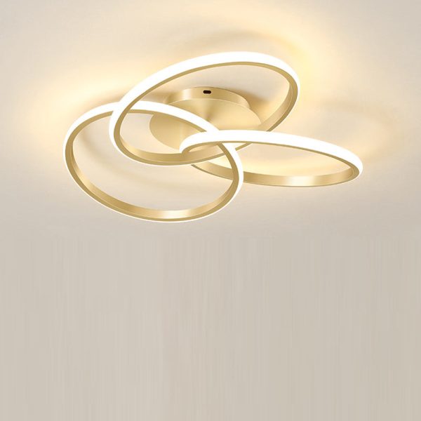 Contemporary Creative Silicone Hardware Interlocking Ring LED Semi-Flush Mount Ceiling Light For Bedroom & Living Room - Image 14