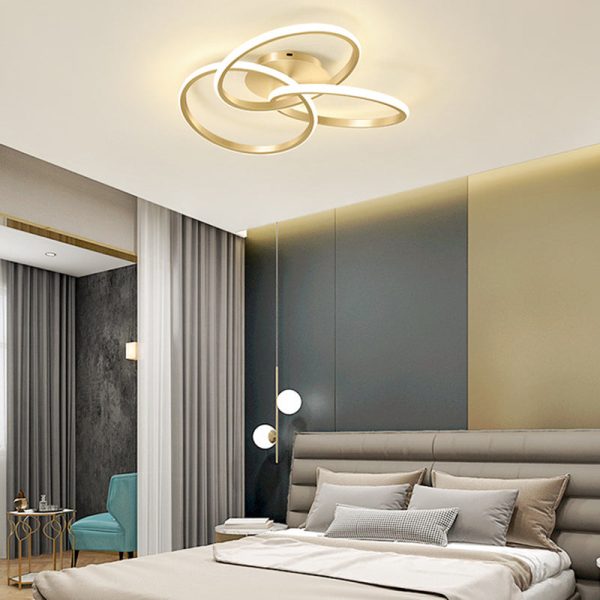 Contemporary Creative Silicone Hardware Interlocking Ring LED Semi-Flush Mount Ceiling Light For Bedroom & Living Room - Image 12