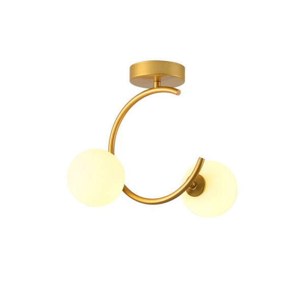 Contemporary Creative Glass Iron Curved Globe 2-Light Semi-Flush Mount Ceiling Light For Bedroom And Living Room - Image 12