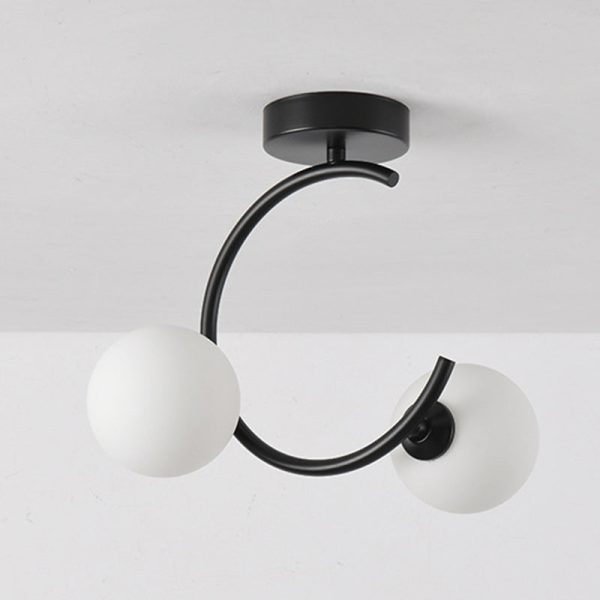 Contemporary Creative Glass Iron Curved Globe 2-Light Semi-Flush Mount Ceiling Light For Bedroom And Living Room - Image 8