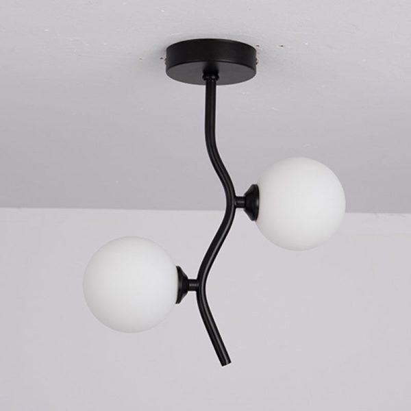 Contemporary Creative Glass Iron Wavy Globe 2-Light Semi-Flush Mount Ceiling Light For Bedroom And Living Room - Image 8