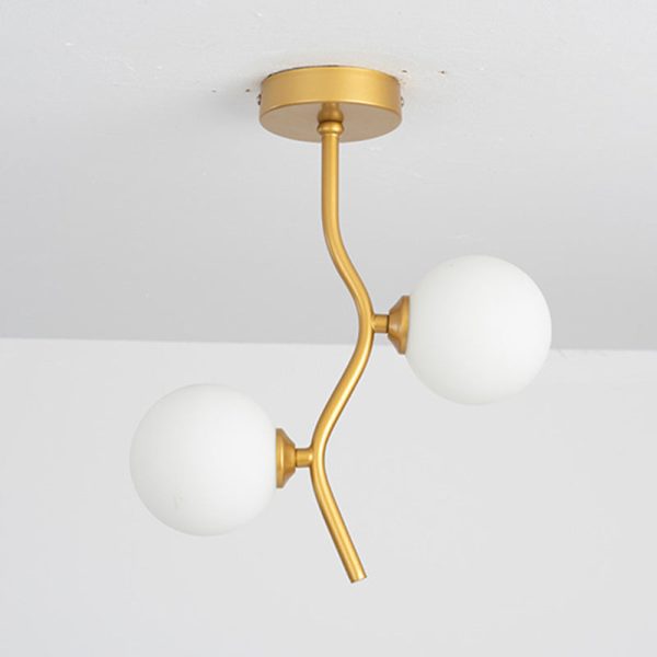 Contemporary Creative Glass Iron Wavy Globe 2-Light Semi-Flush Mount Ceiling Light For Bedroom And Living Room - Image 9