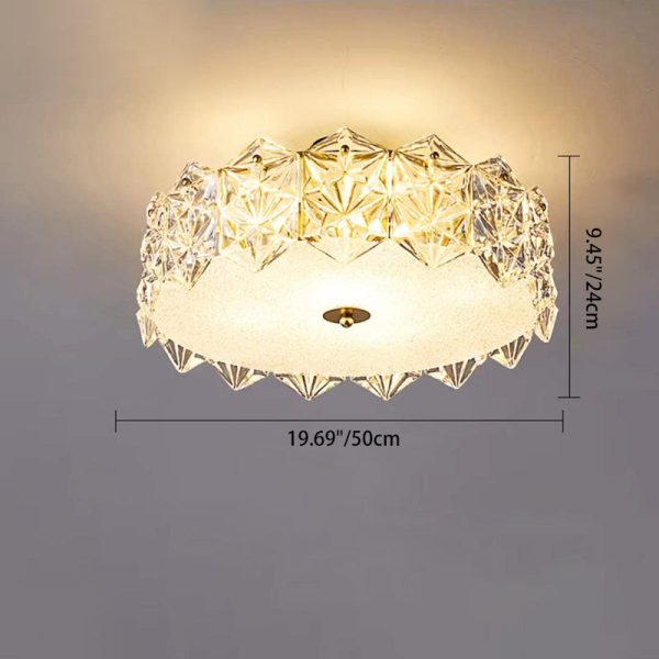 Modern Luxury Tempered Glass Aluminum Iron Geometric Round 5/6/8-Light Semi-Flush Mount Ceiling Light For Bedroom & Living Room - Image 5