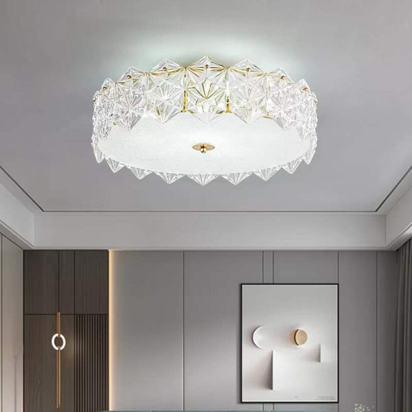 Modern Luxury Tempered Glass Aluminum Iron Geometric Round 5/6/8-Light Semi-Flush Mount Ceiling Light For Bedroom & Living Room - Image 11