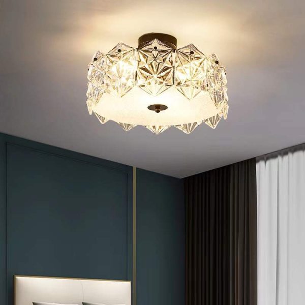 Modern Luxury Tempered Glass Aluminum Iron Geometric Round 5/6/8-Light Semi-Flush Mount Ceiling Light For Bedroom & Living Room - Image 12