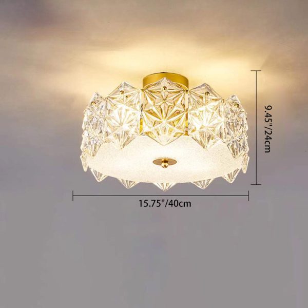 Modern Luxury Tempered Glass Aluminum Iron Geometric Round 5/6/8-Light Semi-Flush Mount Ceiling Light For Bedroom & Living Room - Image 4