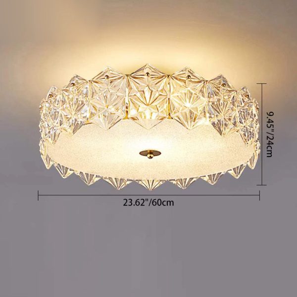 Modern Luxury Tempered Glass Aluminum Iron Geometric Round 5/6/8-Light Semi-Flush Mount Ceiling Light For Bedroom & Living Room - Image 6