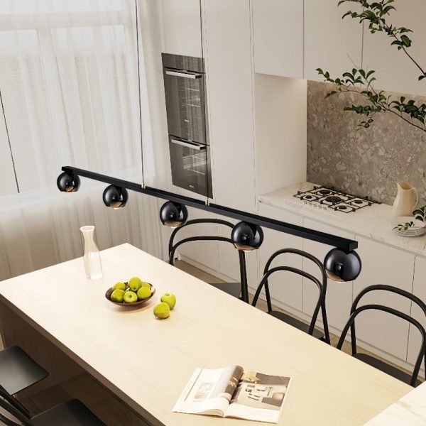 Contemporary Scandinavian Iron Aluminum Acrylic Linear Globe LED Chandelier Island Light For Dining Room & Living Room - Image 2