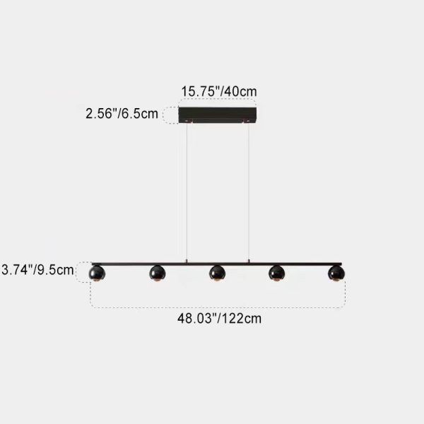 Contemporary Scandinavian Iron Aluminum Acrylic Linear Globe LED Chandelier Island Light For Dining Room & Living Room - Image 5