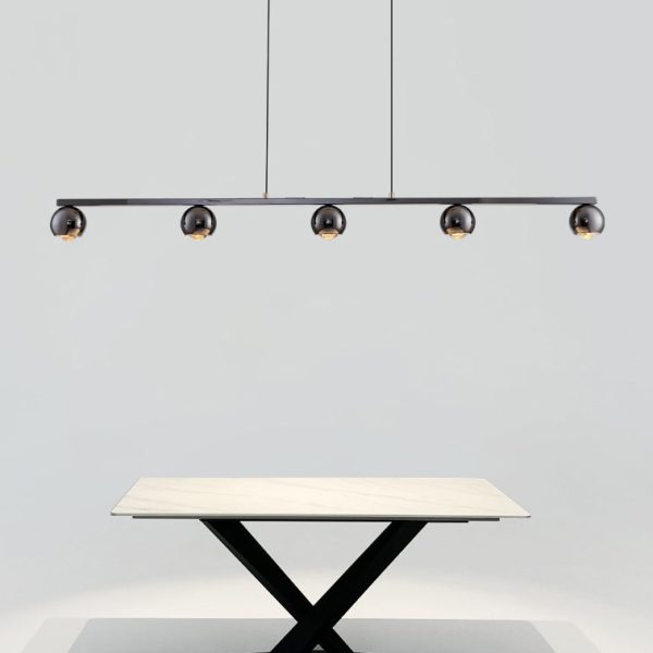 Contemporary Scandinavian Iron Aluminum Acrylic Linear Globe LED Chandelier Island Light For Dining Room & Living Room - Image 7