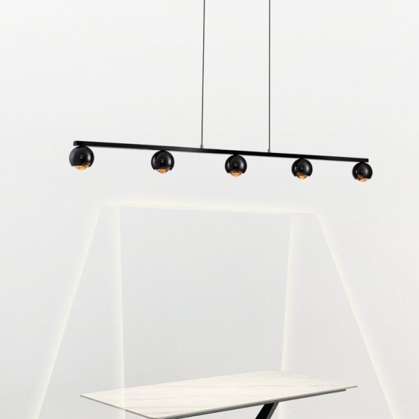 Contemporary Scandinavian Iron Aluminum Acrylic Linear Globe LED Chandelier Island Light For Dining Room & Living Room - Image 3