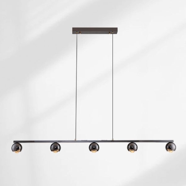 Contemporary Scandinavian Iron Aluminum Acrylic Linear Globe LED Chandelier Island Light For Dining Room & Living Room - Image 8