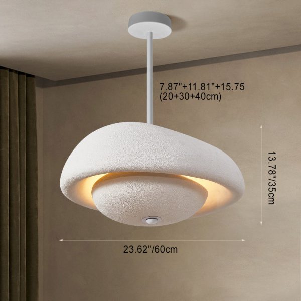 Traditional Japanese Resin Irregular Round 3-Light Chandelier For Bedroom & Living Room - Image 4