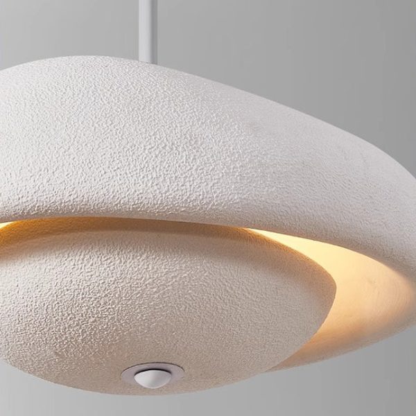 Traditional Japanese Resin Irregular Round 3-Light Chandelier For Bedroom & Living Room - Image 6