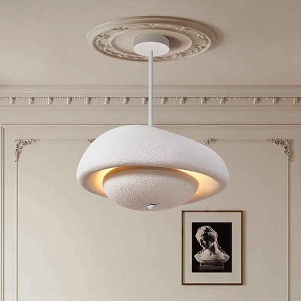 Traditional Japanese Resin Irregular Round 3-Light Chandelier For Bedroom & Living Room