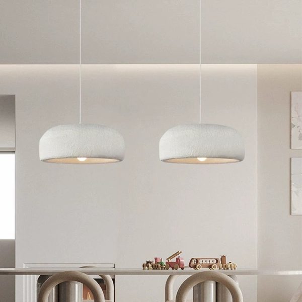 Traditional Japanese Resin Fiberglass Dome-Shaped 1-Light Pendant Light For Dining Room & Living Room - Image 3