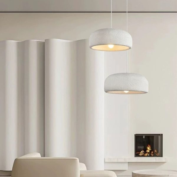 Traditional Japanese Resin Fiberglass Dome-Shaped 1-Light Pendant Light For Dining Room & Living Room