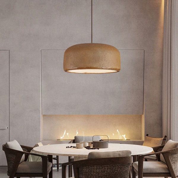 Traditional Japanese Resin Fiberglass Dome-Shaped 1-Light Pendant Light For Dining Room & Living Room - Image 2
