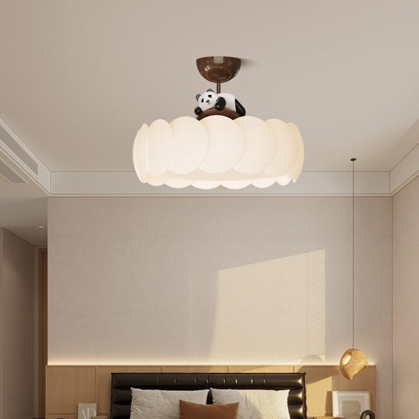 Modern Art Deco PE Iron Bear Bubble Round LED Semi-Flush Mount Ceiling Light For Bedroom & Living Room - Image 11