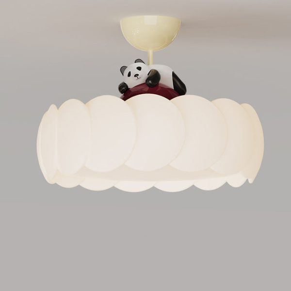 Modern Art Deco PE Iron Bear Bubble Round LED Semi-Flush Mount Ceiling Light For Bedroom & Living Room - Image 21