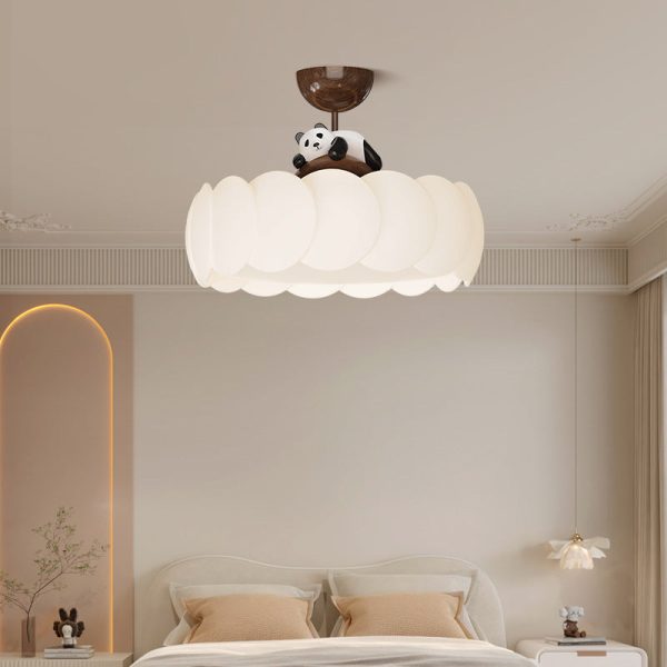 Modern Art Deco PE Iron Bear Bubble Round LED Semi-Flush Mount Ceiling Light For Bedroom & Living Room
