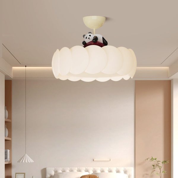 Modern Art Deco PE Iron Bear Bubble Round LED Semi-Flush Mount Ceiling Light For Bedroom & Living Room - Image 2