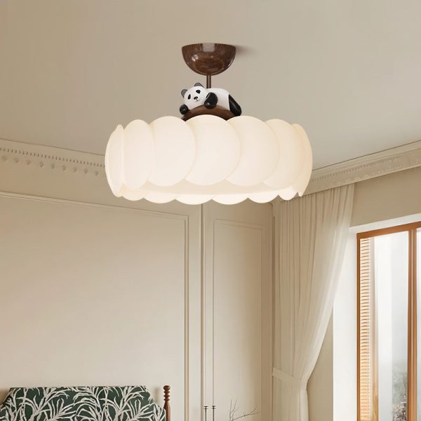 Modern Art Deco PE Iron Bear Bubble Round LED Semi-Flush Mount Ceiling Light For Bedroom & Living Room - Image 3