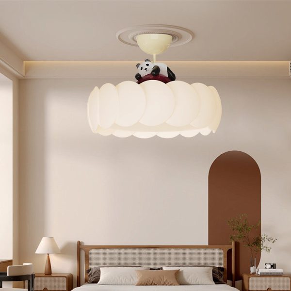 Modern Art Deco PE Iron Bear Bubble Round LED Semi-Flush Mount Ceiling Light For Bedroom & Living Room - Image 14