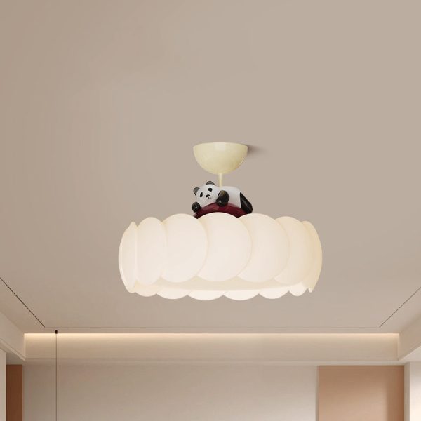 Modern Art Deco PE Iron Bear Bubble Round LED Semi-Flush Mount Ceiling Light For Bedroom & Living Room - Image 12