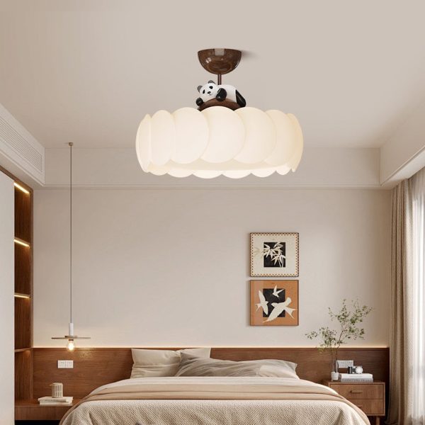 Modern Art Deco PE Iron Bear Bubble Round LED Semi-Flush Mount Ceiling Light For Bedroom & Living Room - Image 10