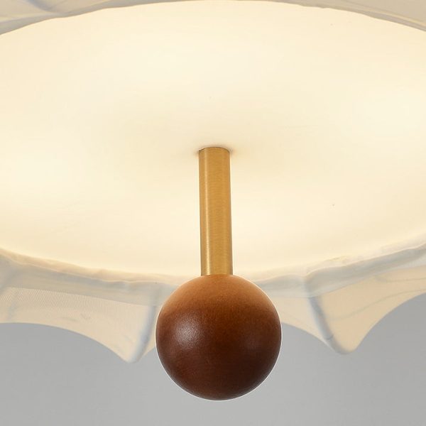 Traditional Chinese Solid Wood Fabric Iron Pumpkin Round 4/5-Light Semi-Flush Mount Ceiling Light For Bedroom & Living Room - Image 10