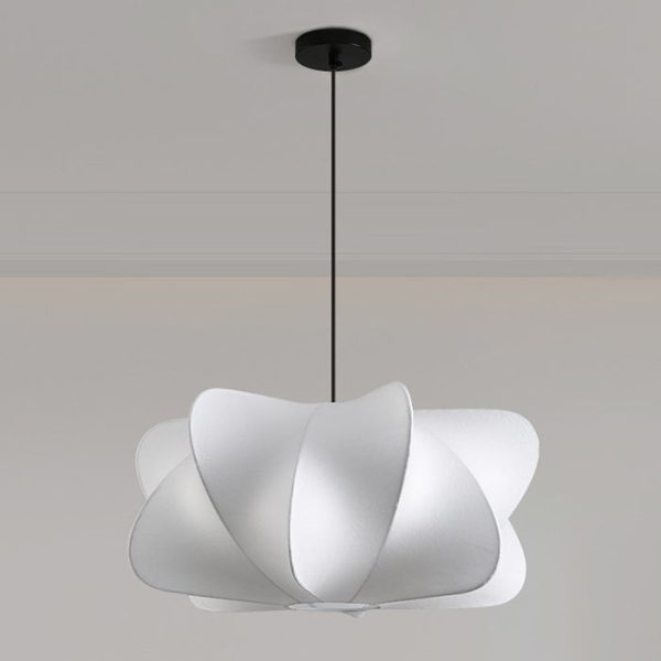Traditional Japanese Faux Silk Iron Propeller-Shaped 2/3-Light Chandelier For Bedroom & Living Room - Image 9