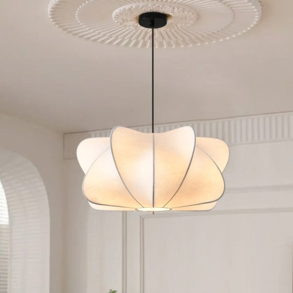 Traditional Japanese Faux Silk Iron Propeller-Shaped 2/3-Light Chandelier For Bedroom & Living Room - Image 2