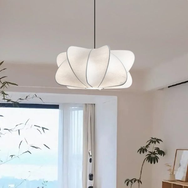 Traditional Japanese Faux Silk Iron Propeller-Shaped 2/3-Light Chandelier For Bedroom & Living Room - Image 3