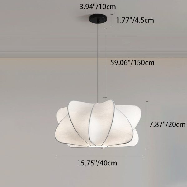 Traditional Japanese Faux Silk Iron Propeller-Shaped 2/3-Light Chandelier For Bedroom & Living Room - Image 4