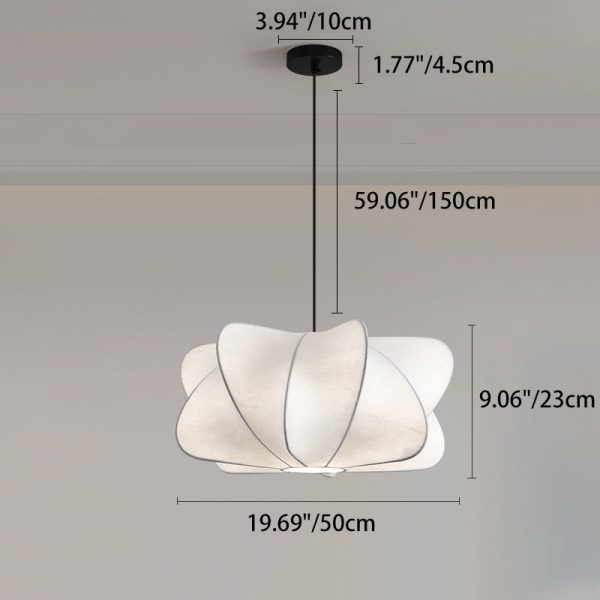 Traditional Japanese Faux Silk Iron Propeller-Shaped 2/3-Light Chandelier For Bedroom & Living Room - Image 5