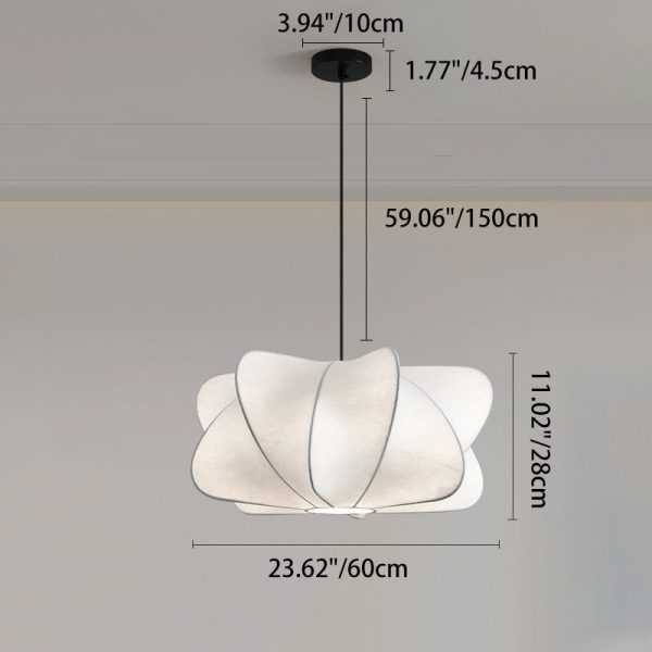 Traditional Japanese Faux Silk Iron Propeller-Shaped 2/3-Light Chandelier For Bedroom & Living Room - Image 6