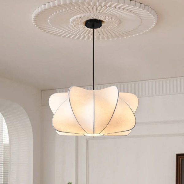 Traditional Japanese Faux Silk Iron Propeller-Shaped 2/3-Light Chandelier For Bedroom & Living Room - Image 12