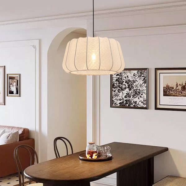 Traditional Vintage Silk Walnut Metal Lantern Shape Round 1-Light Chandelier For Bedroom & Living Room