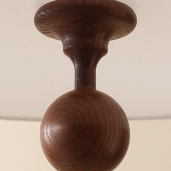 Traditional Vintage Fabric Wood Metal Pleated Round 1-Light Chandelier For Bedroom & Living Room - Image 7