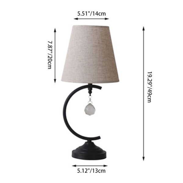 Contemporary Creative Cotton Linen Iron Arc Fan-Shaped 1-Light Table Lamp For Bedroom & Living Room - Image 3