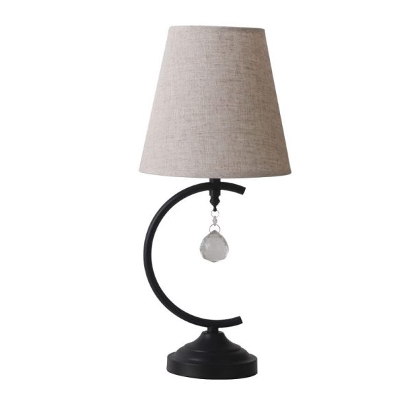 Contemporary Creative Cotton Linen Iron Arc Fan-Shaped 1-Light Table Lamp For Bedroom & Living Room - Image 6