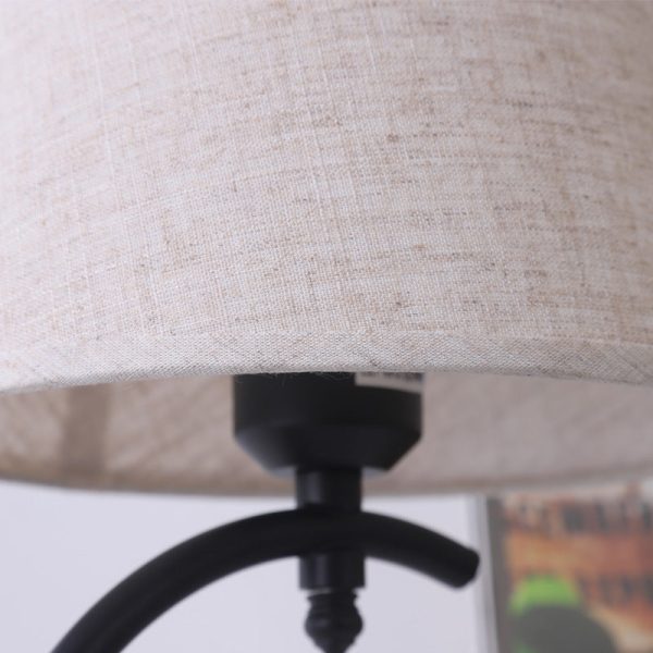 Contemporary Creative Cotton Linen Iron Arc Fan-Shaped 1-Light Table Lamp For Bedroom & Living Room - Image 4
