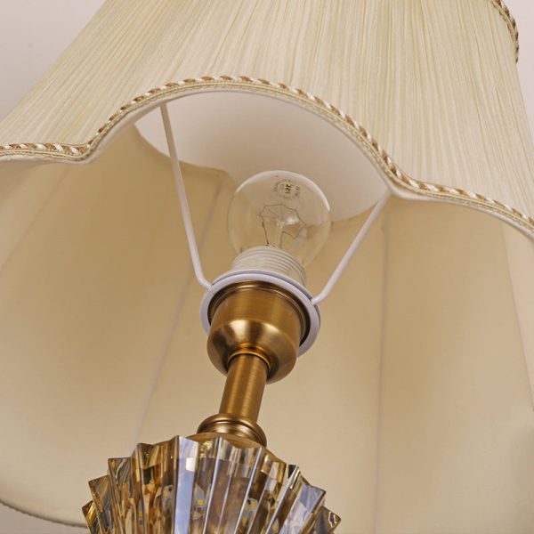 Modern Luxury Crystal Fabric Metal Round Cylindrical 1-Light Standing Floor Lamp For Bedroom & Living Room - Image 5