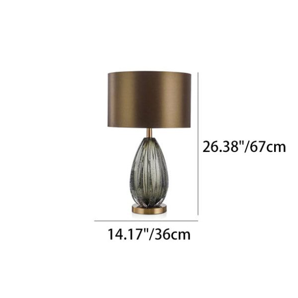 Contemporary Scandinavian Fabric Metal Crystal Oval Round 1-Light Table Lamp For Bedroom - Image 4