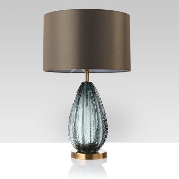 Contemporary Scandinavian Fabric Metal Crystal Oval Round 1-Light Table Lamp For Bedroom - Image 9