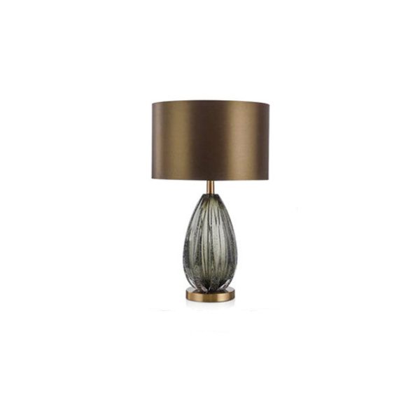 Contemporary Scandinavian Fabric Metal Crystal Oval Round 1-Light Table Lamp For Bedroom - Image 11
